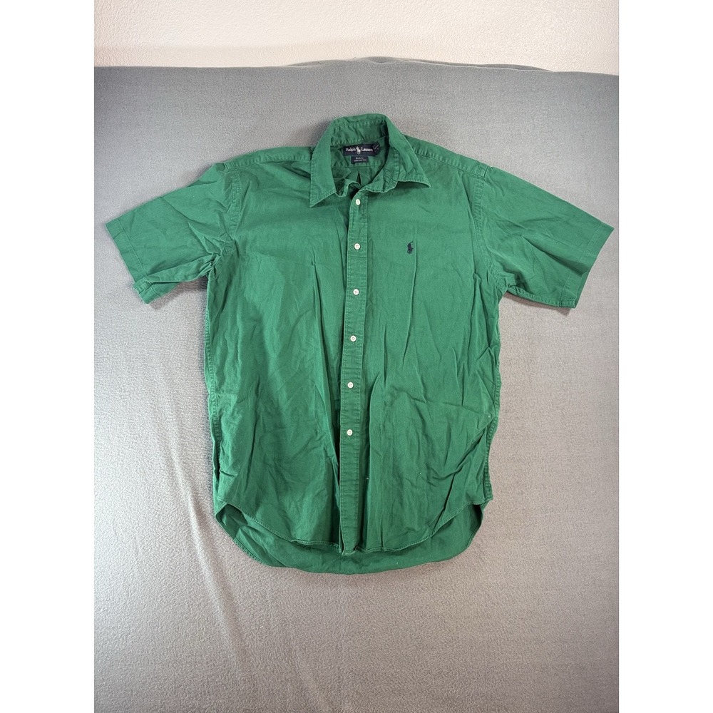 Ralph Lauren Blake Shirt Mens Medium Green Short Sleeve Button Up Cotton Casual